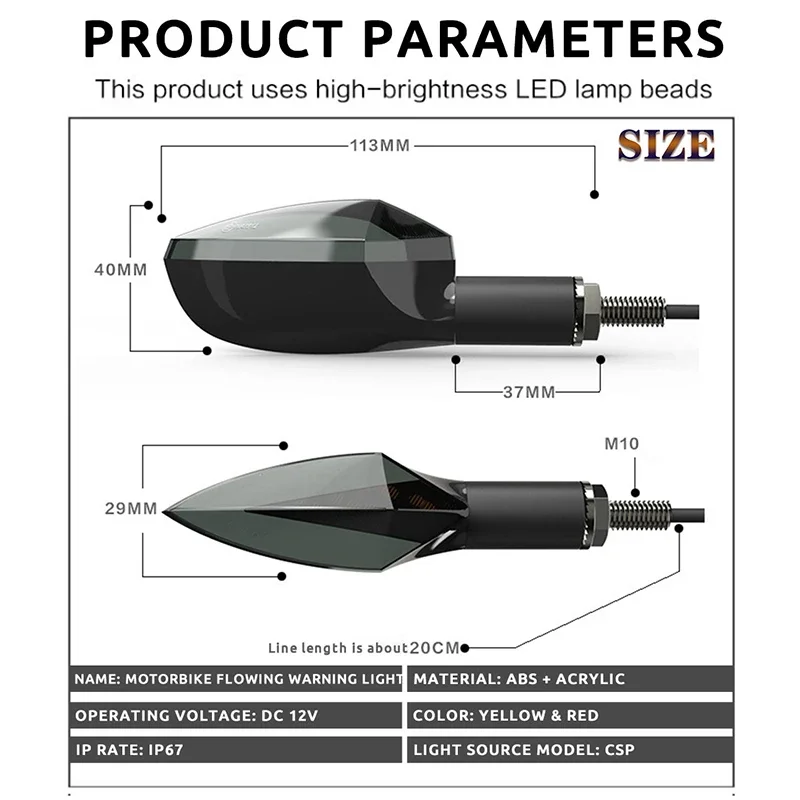 2 قطعة LED بدوره مصباح إشارة للدراجات النارية السهام مؤشر الوامض الأبيض بدوره الأصفر DRL مصباح قيادة ضوء تحذير الليل