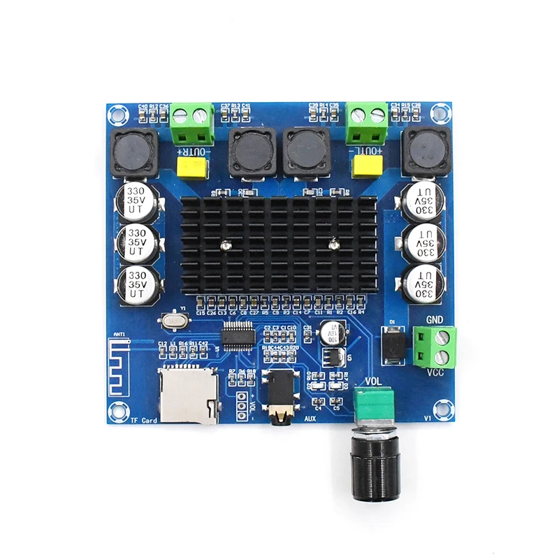 XH-A105 Bluetooth 5.0 TDA7498 digital amplifier board 2x100W Stereo Audio AMP Module Support TF Card AUX