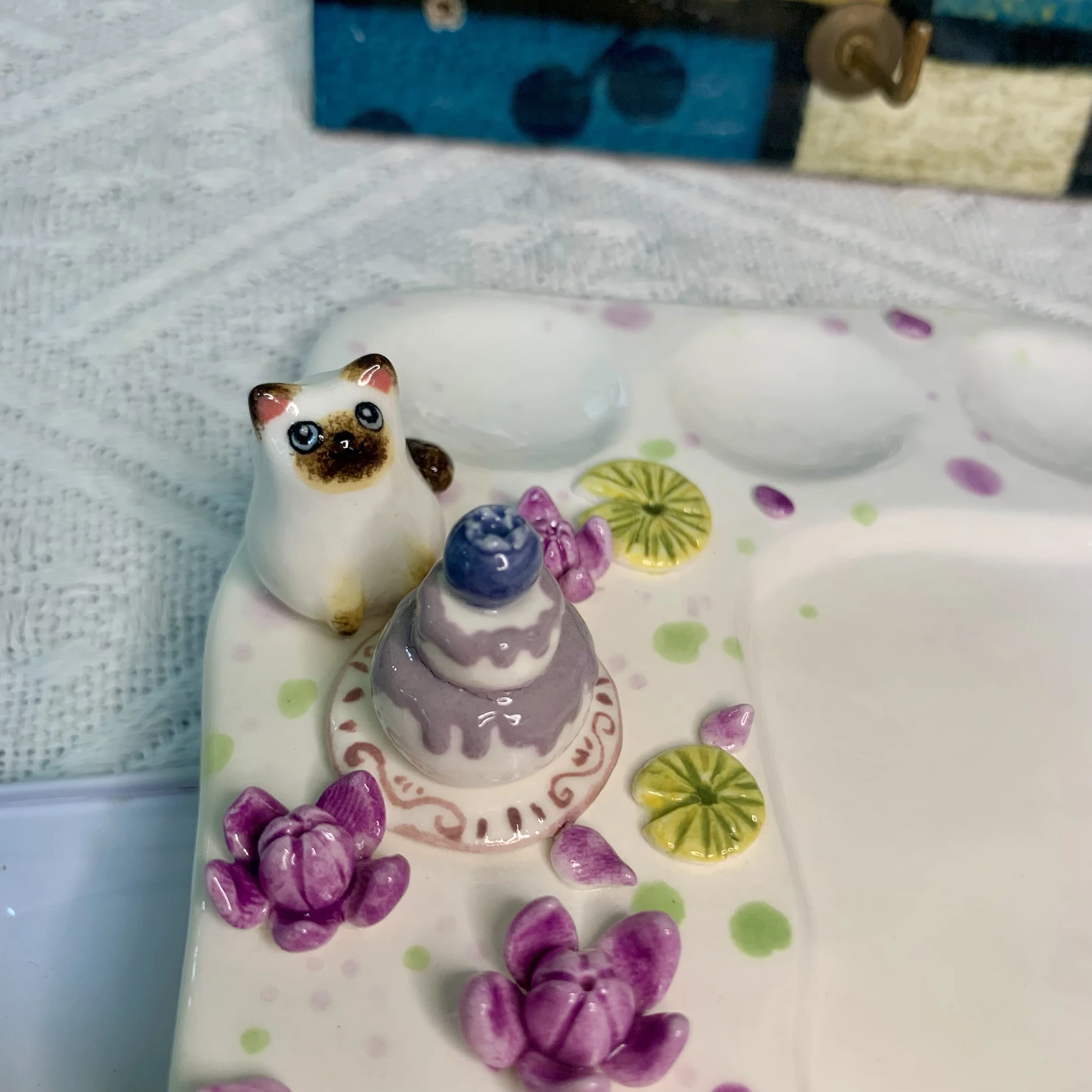 Handmade Ceramic Color Painting Palette , Easy To Clean, Watercolor Rectangular Creative Hand Held Color Palette