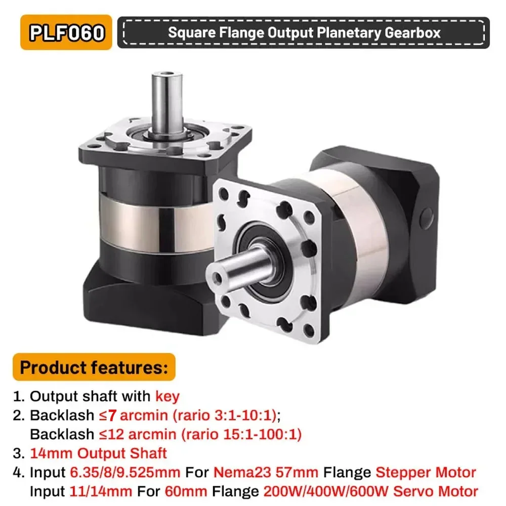 Nema 23 Planetary Reducer  Motor Speed Reducer Step-down Gearbox  for 200W/400W/600W 60 Servo 57 Stepper Fit Textile Machines