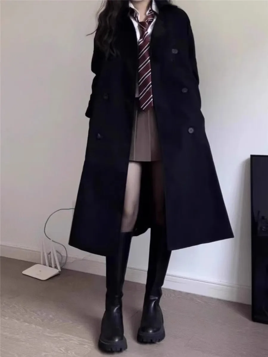 

Trench Coat Female V-Neck Leopard Pattern Big Trenchcoat Pieces Sunscreen Minimalist Printing Quality Goth High-End Feeling