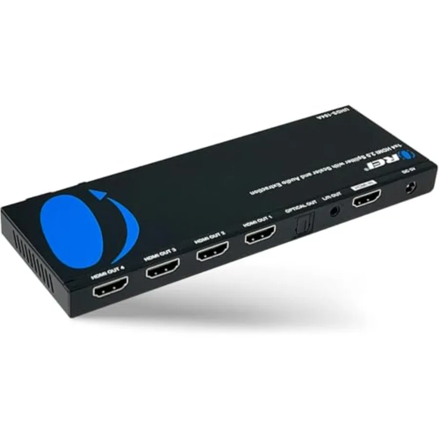 

2.0 HDMI Splitter with Scaler Audio Extractor 4 Ports with Full Ultra HDCP 2.4K at 60Hz and 3D Supports EDID Control - UHDS-104
