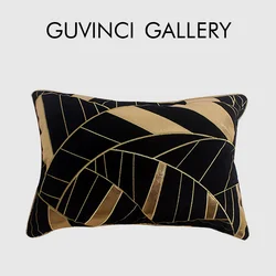 GUVINCI Black Gold Foil Geometric Splicing Throw Pillow Cover Modern Metropolitan Style Home Decor Cushion Case 50x50cm For Sofa