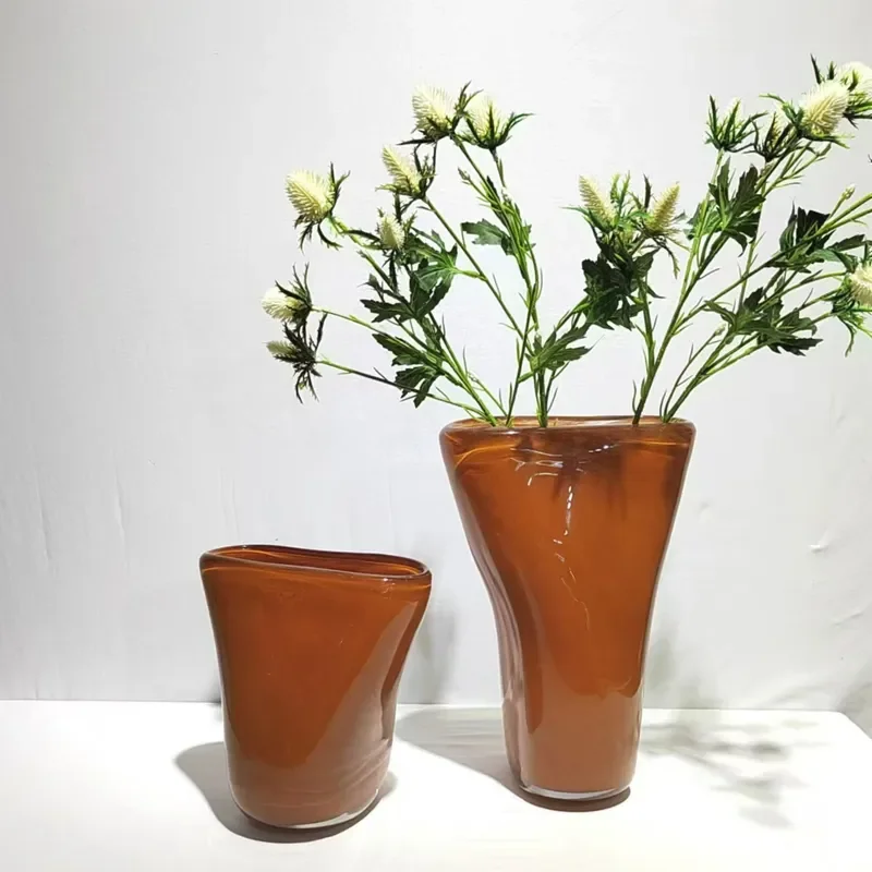 Modern Light Luxury Glazed Ceramic Vase For Home Decor Living Room Flower Arrangement Ornament Soft Decoration Accessories