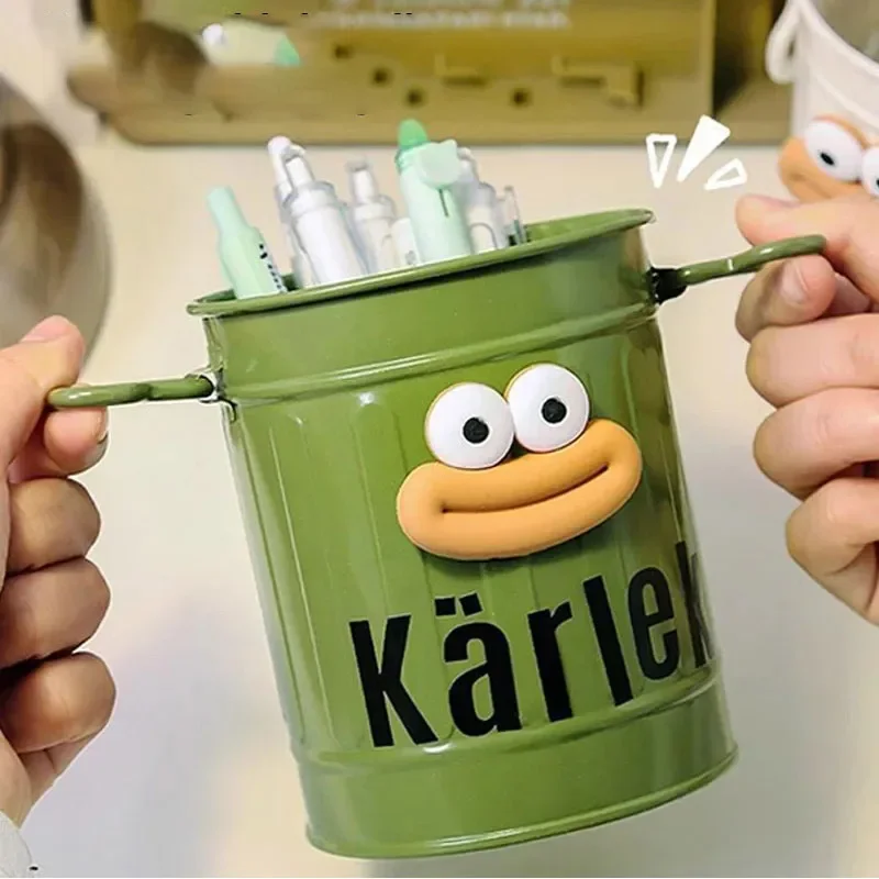 

Diy Funny Large Mouth Pen Holder 1set Cute Large Capacity Desktop Storage Box Stationery Container Makeup Brush Storage Bucket