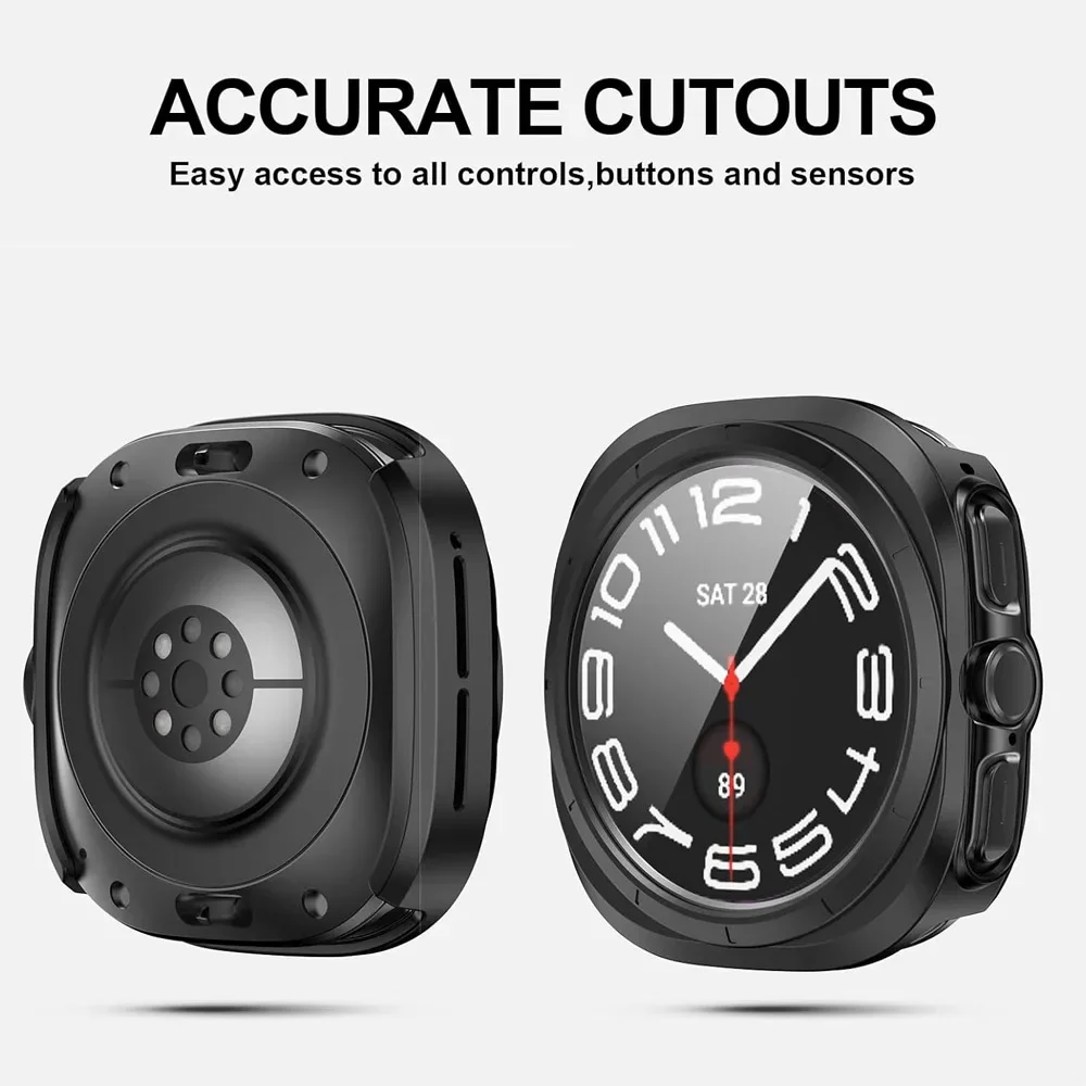 Glass+Case For Samsung Galaxy Watch 7 Ultra 47mm PC Matte Cover Protector Bumper Shell for Galaxy Watch7/FE 40mm44mm Accessories