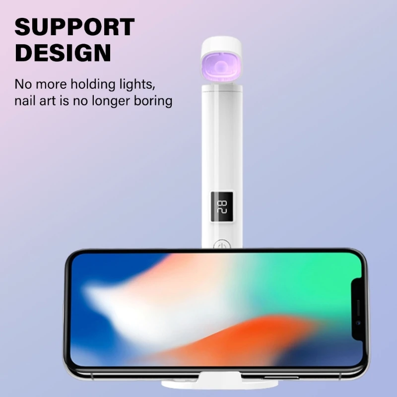 Luz uñas E1YE con 2 temporizadores para secado rápido Secador uñas recargable por USB Fácil transportar Mejora tu con