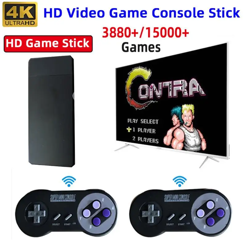 New New Video Game Stick Lite 4K Console 64G Built-in 15000 Games Retro Handheld TV Game Console Wireless Controller For