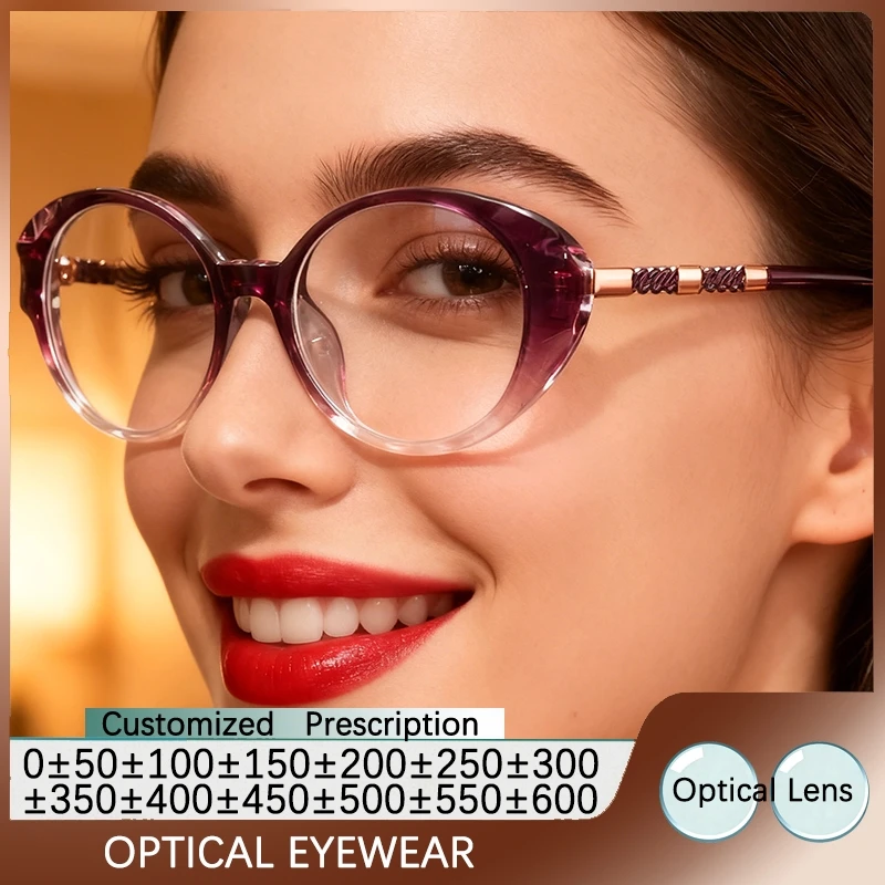 

Очки для чтения «кошачий глаз» с защитой от синего света, женские градиентные цветные хрустальные очки в оправе, диоптрии по рецепту 0-0,5-0,75 до -6