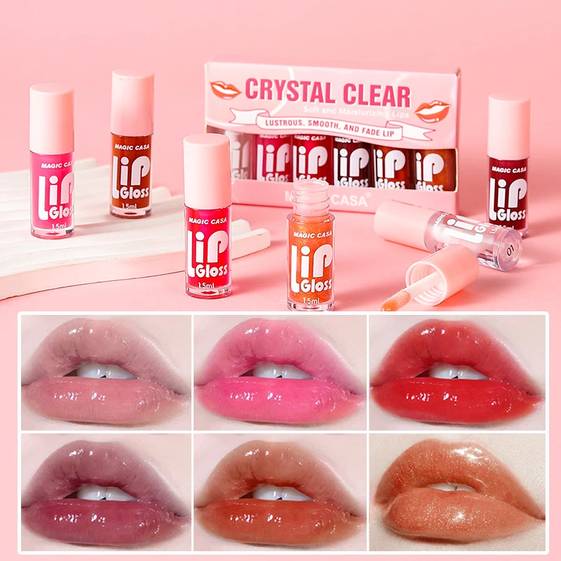 MAGIC CASA 6-piece set of water-glowing jelly lip oil, lip plumping liquid, moisturizing base, lip balm