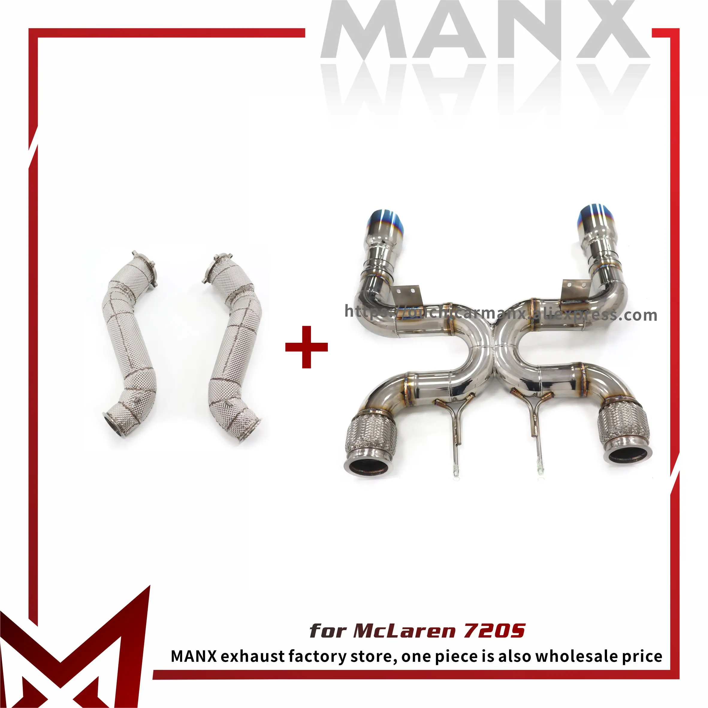 

﻿ MANX Catback SS304 Downpipe for Mclaren 720S without Valve Bolt direct installation Exhaust system Catalytic Converter heat s