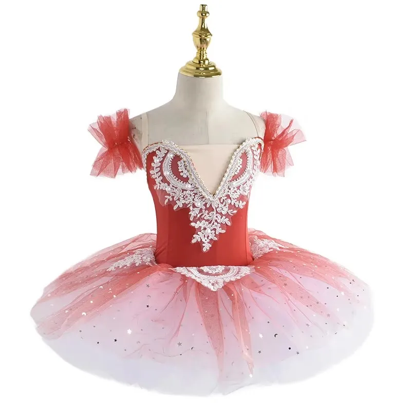 

Профессиональное балетное платье-пачка с цветочным узором для взрослых и детей, женское платье принцессы, блин, лебединое озеро, балерина, сценический танцевальный костюм