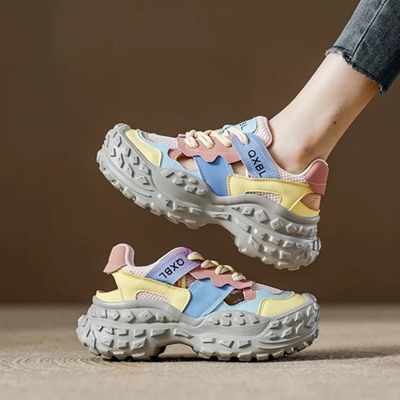AIYUQI Women's Sneakers shoe ultra-lightweight Hollow out sandals women Spring and Autumn color-blocked student shoes frail