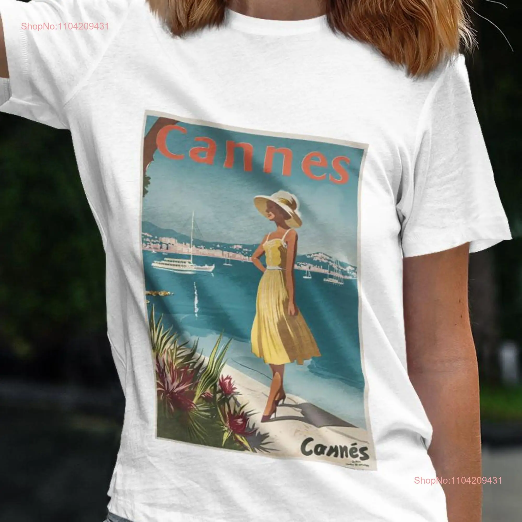 Cannes T Shirt Vintage Travel Poster Print long or short sleeves