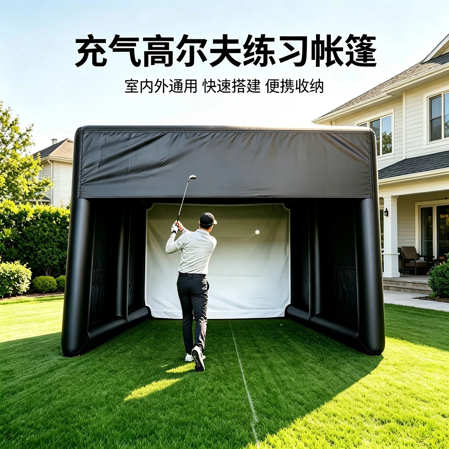Outdoor inflatable tent large mobile foldable golf simulation training activity equipment