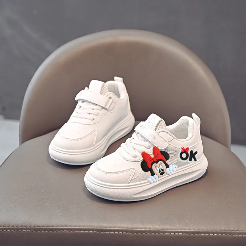 

Детские кроссовки с Микки Маусом для девочек, новые весенне-осенние сетчатые дышащие кроссовки, повседневная обувь для мальчиков, Disney Minnie