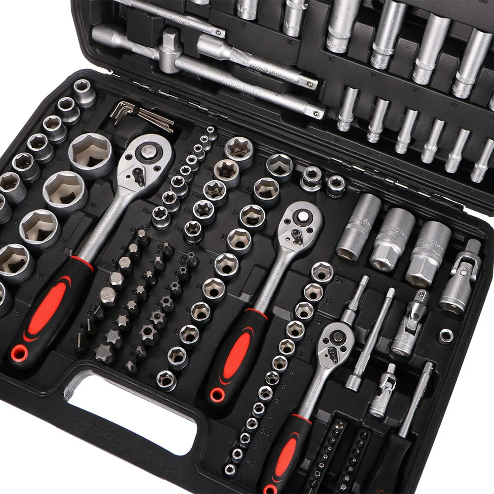 Podofo 171Pcs Socket Wrench Set with Ratchets Car Repair Tool 1/4 3/8 1/2 Ratchet Spanner Screwdriver Bits Hand Tool Workshop