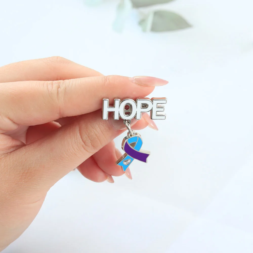 Blaulila Zweifarbige Brosche, Selbstmordprävention, HOPE Wohltätigkeitsabzeichen, Pin zur Förderung der psychischen Gesundheit, Dekoration – Detail 6