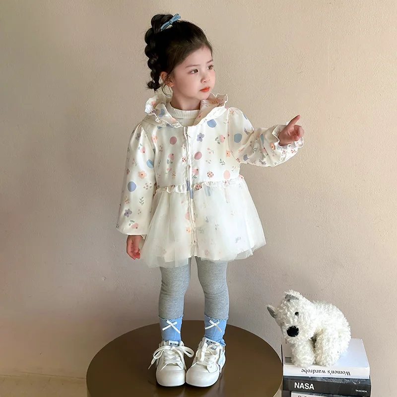 

Весенне-осенняя куртка для девочек Yanqi, новинка осени 2021, ветровка с капюшоном для маленьких девочек, детская осенняя модная одежда