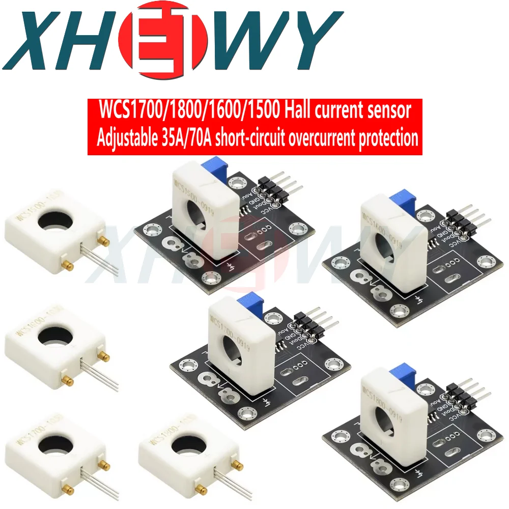 WCS1600 WCS1700 WCS1800 3-5V Hall Current Sensor Adjustable DC 100A 70A 35A Short Over-Current Detector Protection Module