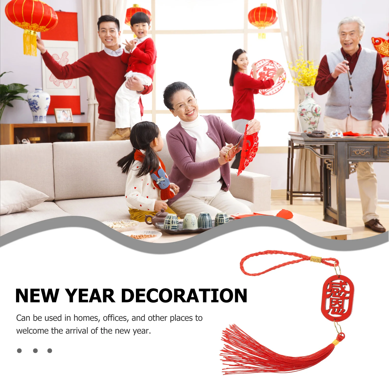

25pcs Wooden New Year Pendant Hanging Ornament For Home Wall Door Bonsai Festival Decor Chinese Style Craft Tassel New Year