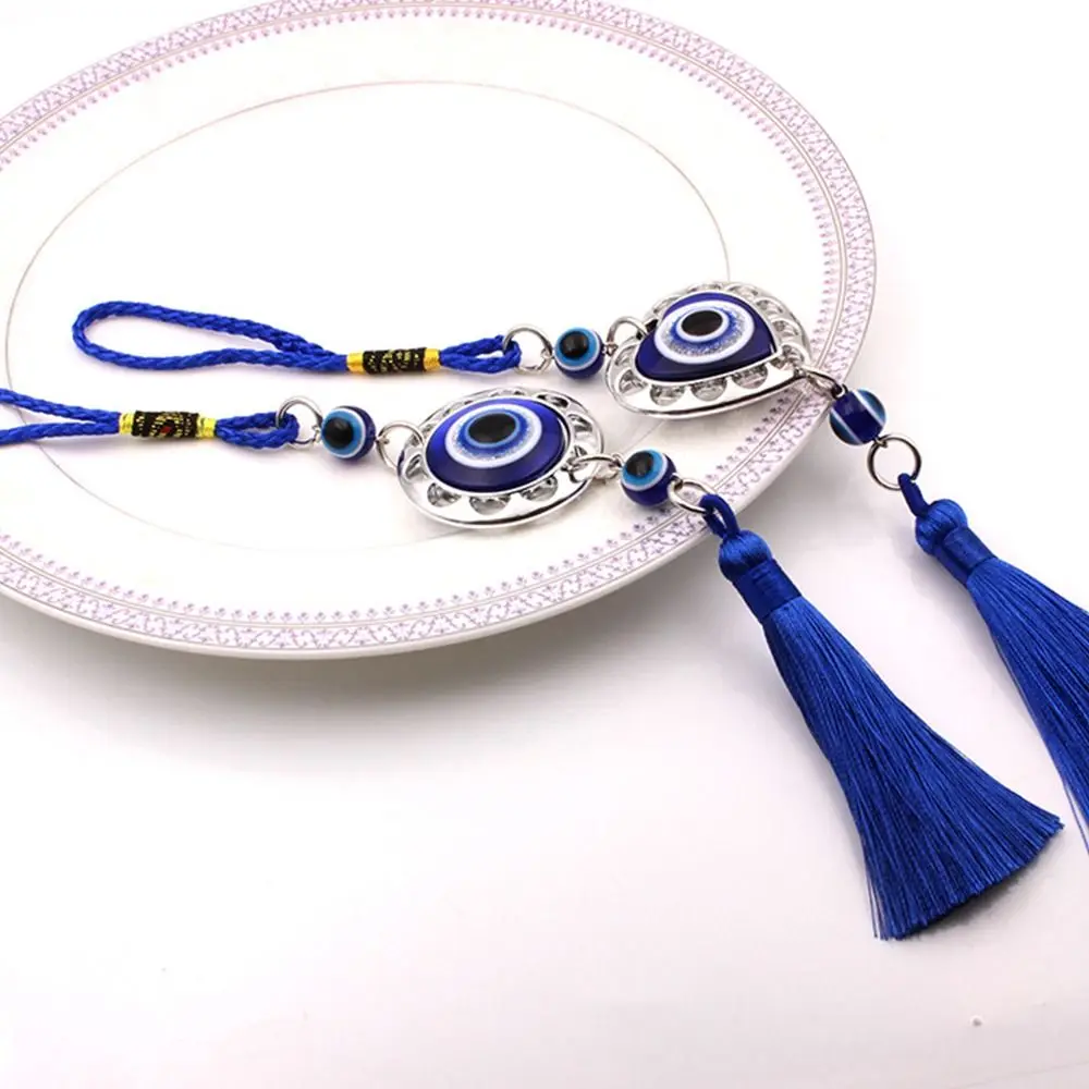 Braided Rope Wall Hanging Liuli Retro Glass Pendant Car Hanger Decoration Blue Eye Key Chain Home Wall Hanger Demon Eye Pendant