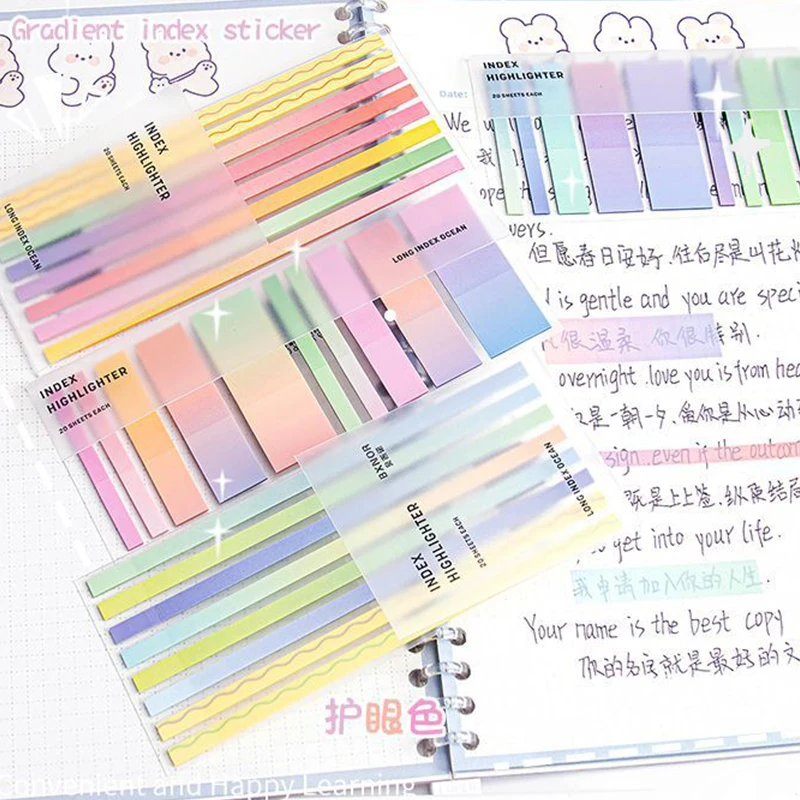 Ins Estilo Gradiente Cor Sticky Note, Etiqueta Kawaii Impermeável Etiqueta, Scrapbooking Memo Pad, Estudante Papelaria Suprimentos, 160 Folhas