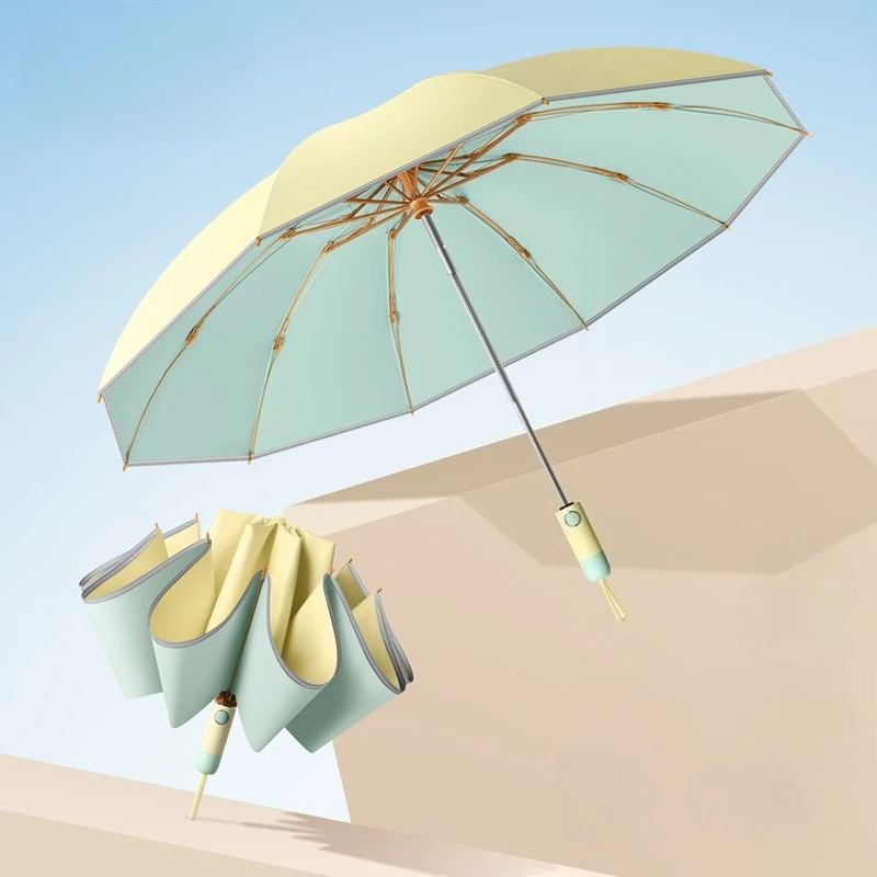 Ladies' Colorful Rubber Umbrella Automatically Opens and Closes in ReverseAnti UV Umbrella 10K Reinforced and Thickened Umbrella