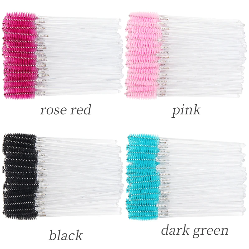 200/500 Pcs Disposable Transparent rod Eyelash Brush Comb Eyebrow Eye Lashes Extension Mascara Wands Makeup Female Beauty Tools