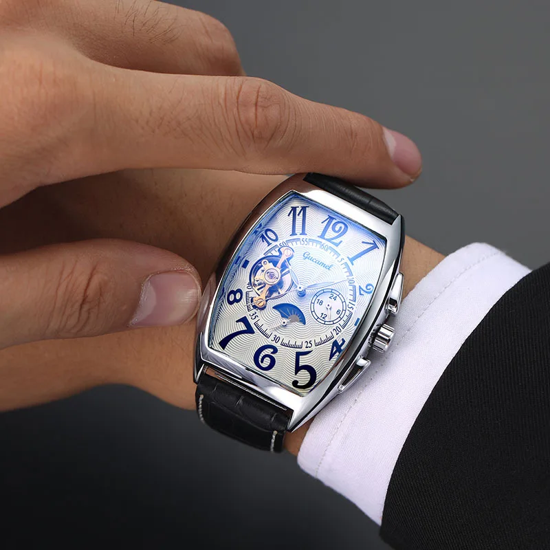 KL07 トレンディなメンズウォッチ、ワイン樽型トゥールビヨン、全自動機械式時計、ビジネス時計ギフト