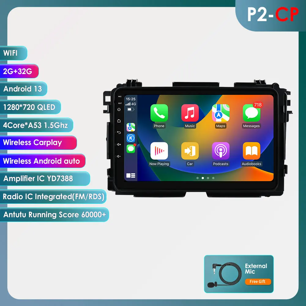 Hizpo 9 inch Auto Android 15 Carplay Auto voor Honda Vezel HR - V HRV HR V XRV 2014 2015 - 2019 Multimedia Autoradio Speler WIFI+4G GPS Stereo