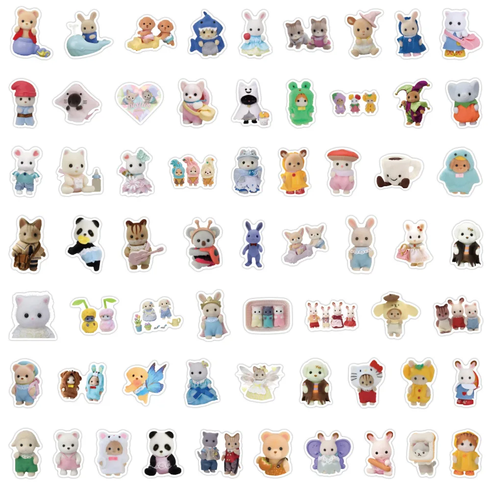 60/120pcs Calico Critters Stickers Laptop Scrapbook Decoration Graffiti Decals Skateboard Laptop Waterproof Sticker Toys Decor