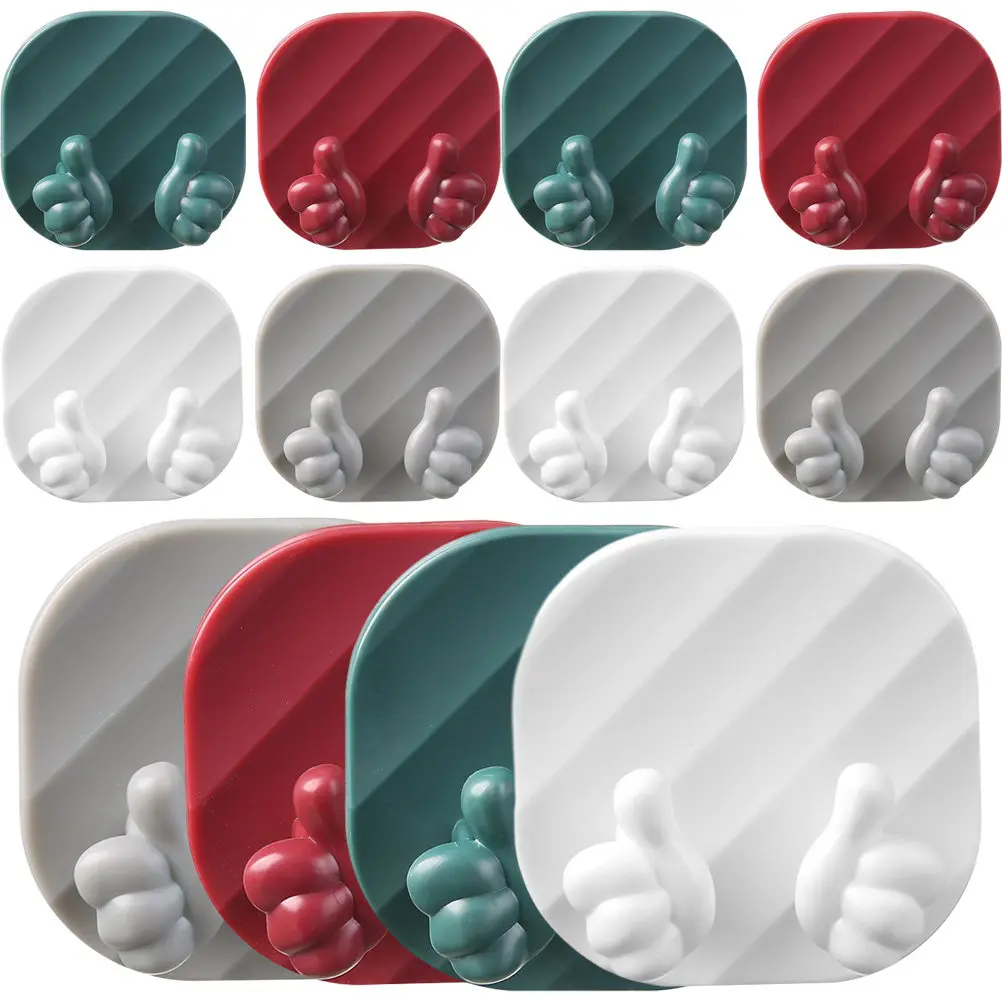 

12Pcs Thumb Shape Wall Adhesive Charger Hook ABS Plastic Plug Holder for USB Cable Cord Organizer Power Plug Storage Wall Mount
