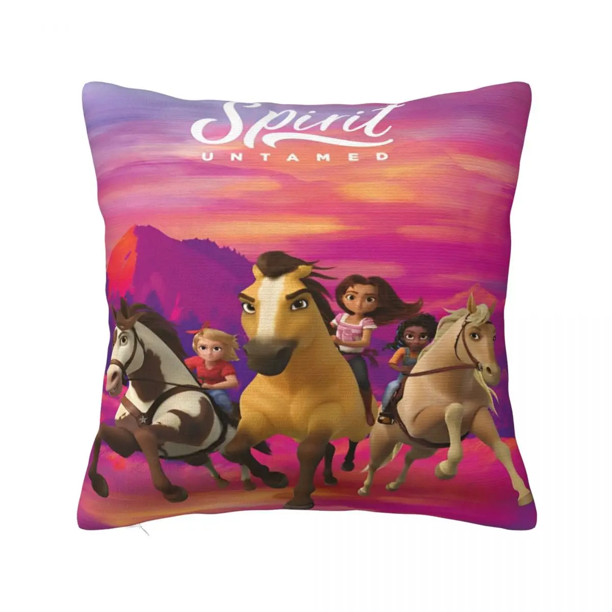 Spirit Riding Free Cartoon Horse Pillow Cover Merch Printed Polyester Cushion Cover Decoration Pillow Case Cover Home Square