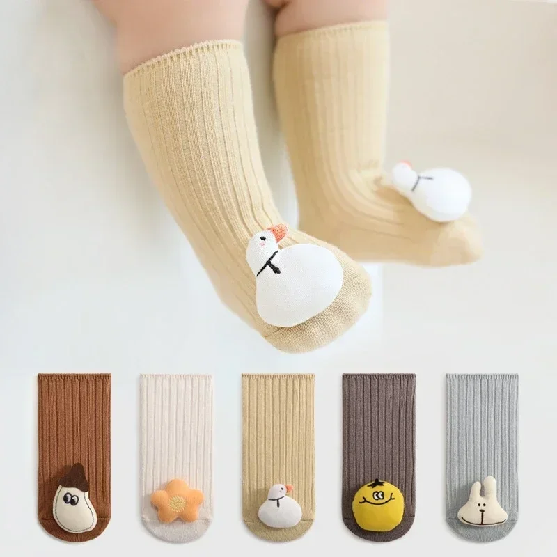 Spring Autumn Children Baby Girls Boys Cotton Mid Calf Socks Home Trampoline Socks Kids Toddler Floor Sport Non-slip Long Socks