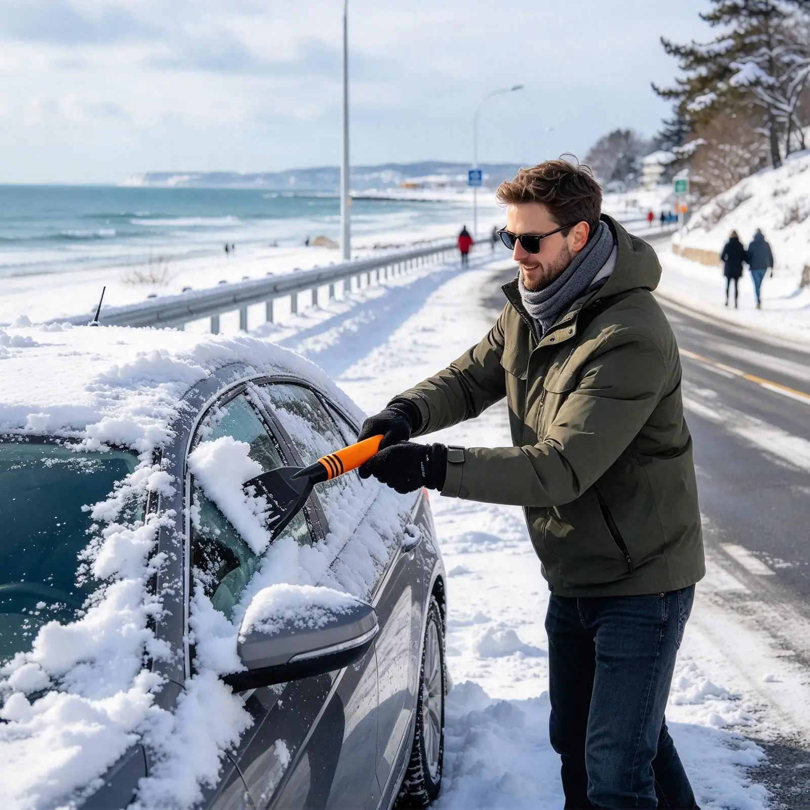 Car Window Ice Scraper Snow Cleaning Shovel With Foam Grip Car Window Ice Snow Scraper For Sedans Trucks Minivans Pickups