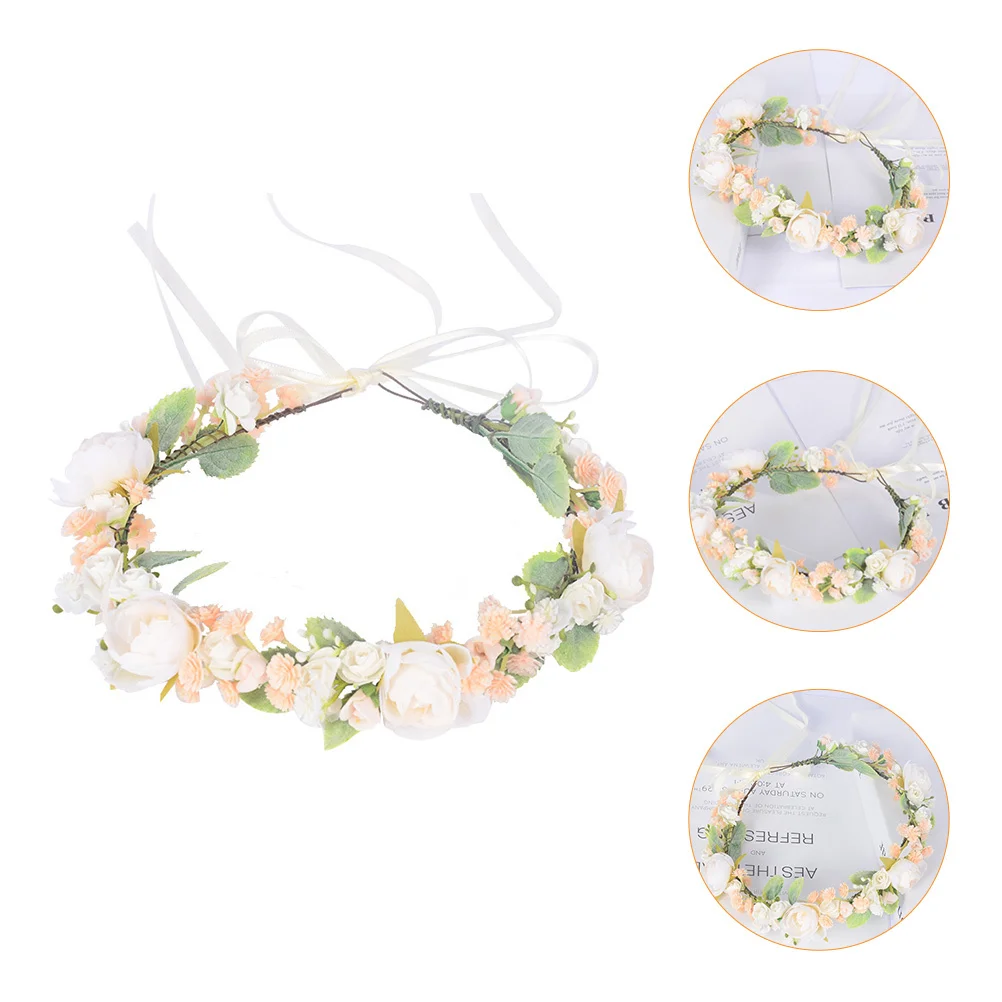 

1Pcs Simulated Flower Wreath Kids Flower Headband Adjustable Floral Garland Lightweight Party Hairband Bridal Hairpiece