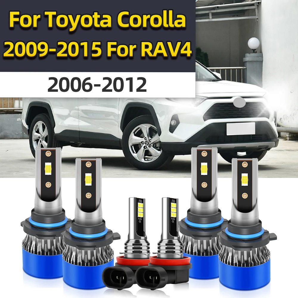 

4/6Pcs LED Combo For Toyota Corolla 2009-2015, For RAV4 2006-2012 Car Headlight Bulb 20000LM Turbo Lampada 6000K 12V Fog Lights