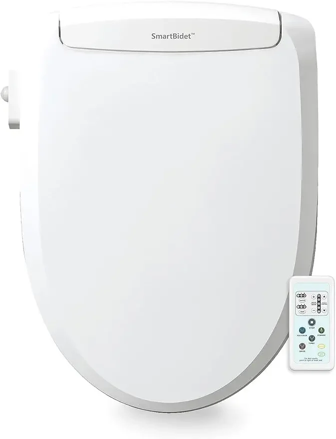 

SmartBidet SB-100R Electric Bidet Seat for Elongated Toilets with Remote Control, Stainless Steel Nozzle Removable C