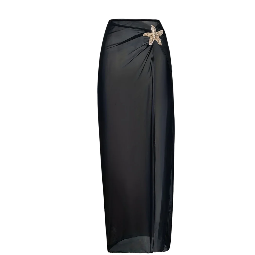 S - XL Neu mit Rock, tiefer V-Ausschnitt, Neckholder, einteiliger Badeanzug, Damen-Bademode, gepolsterter Badeanzug mit Seestern-Motiv, Badeanzug, Schwimmanzug V7977 – Detail 7