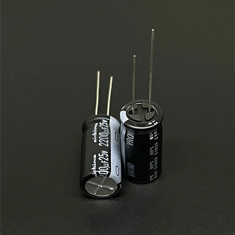 NICHICON Capacitor eletrolítico de alumínio padrão, série VR, 12,5x25mm, 25V2200uF, 2200uF, 25V, 50pcs