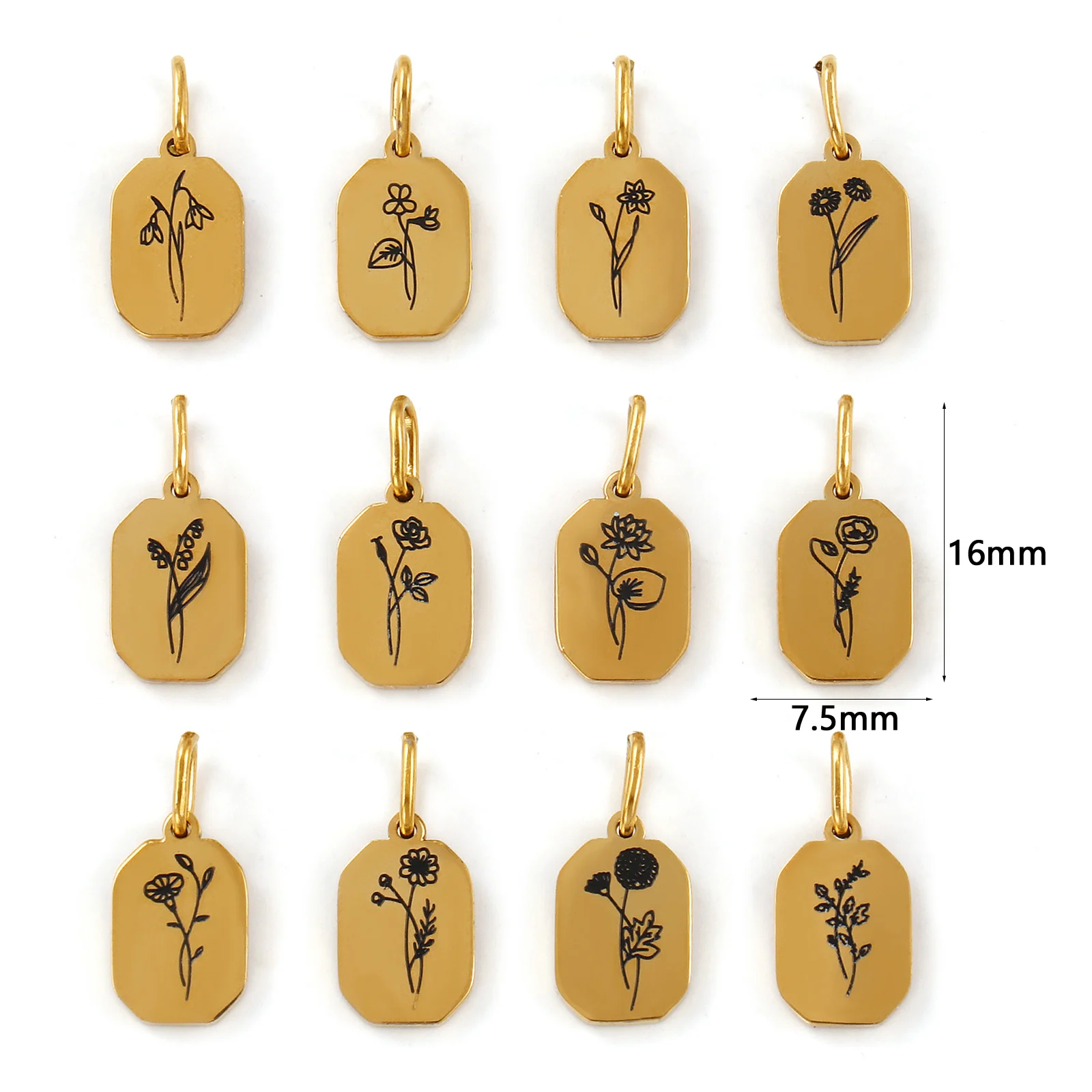 1 Piece 304 Stainless Steel Bi - đánh giá và giá Birth Flower Necklace