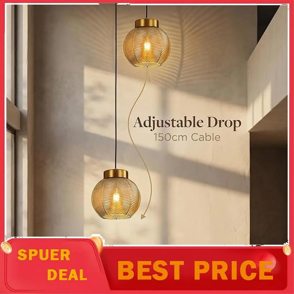 Vintage Pendant Light Crafted With Amber Glass Light Enhances Warmth For Interior Decor Evee