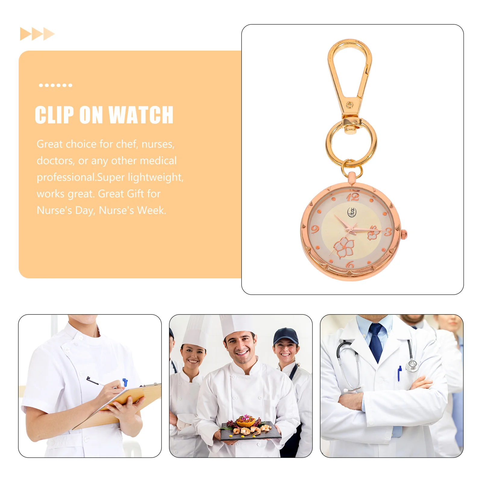 المفاتيح جيب سبيكة ممرضة كليب الصدر ووتش للأطباء الممرضات النساء المهنيين فوب ووتش مشبك التصميم #5