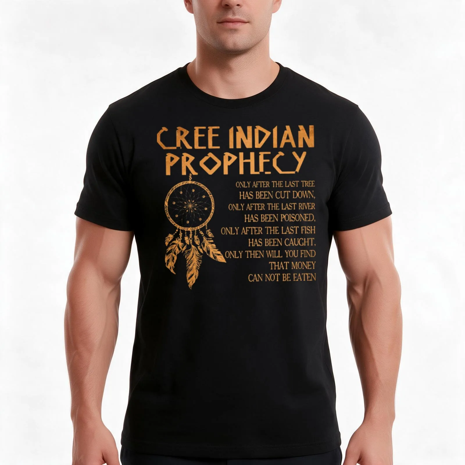 Cree Indian Prophecy Classic T-Shirt Summer Casual Cotton Tee Oversized Streetwear Tops Vintage Graphic Print 100% Cotton