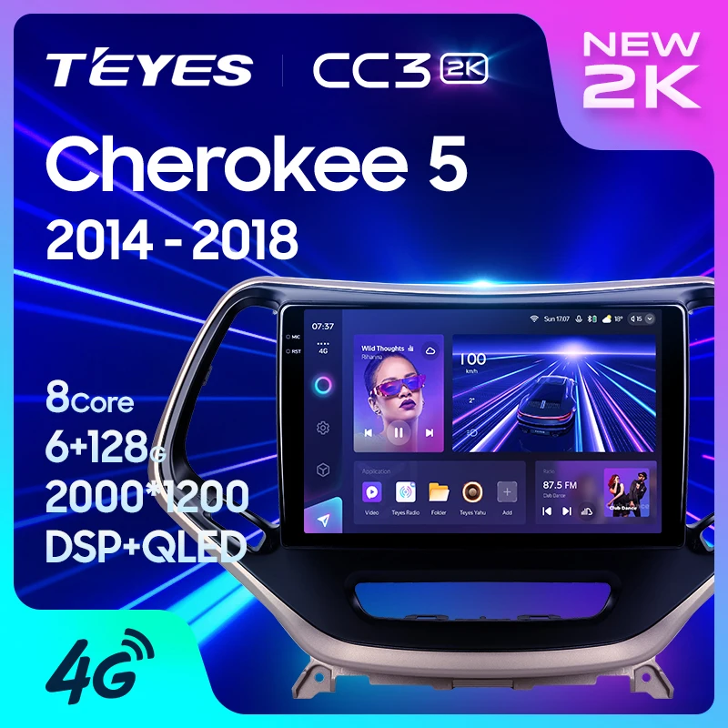 TEYES CC3 2K For Jeep Cherokee 5 KL 2014 - 2018 Car Radio Multimedia Video Player Navigation stereo GPS Android 10 No 2din 2 din dvd