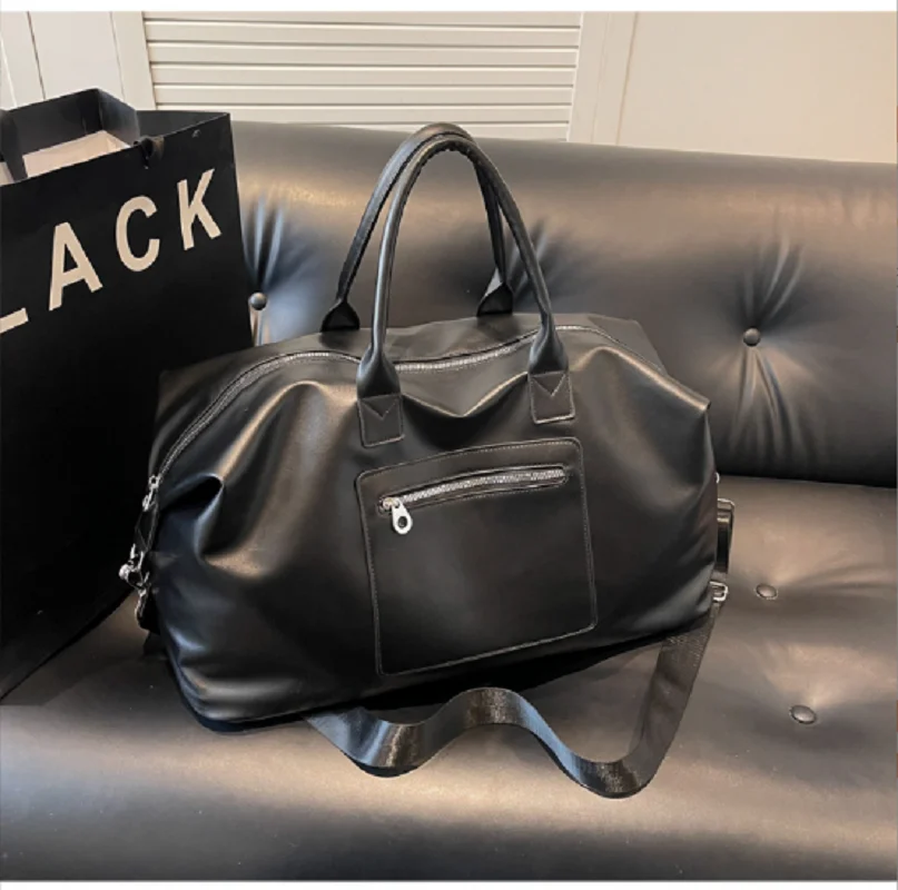 New Korean Fashion High Quality Leather Travel Handbag Men Women's Large Capacity Business Totes Shoulder Bags Shopping Bag
