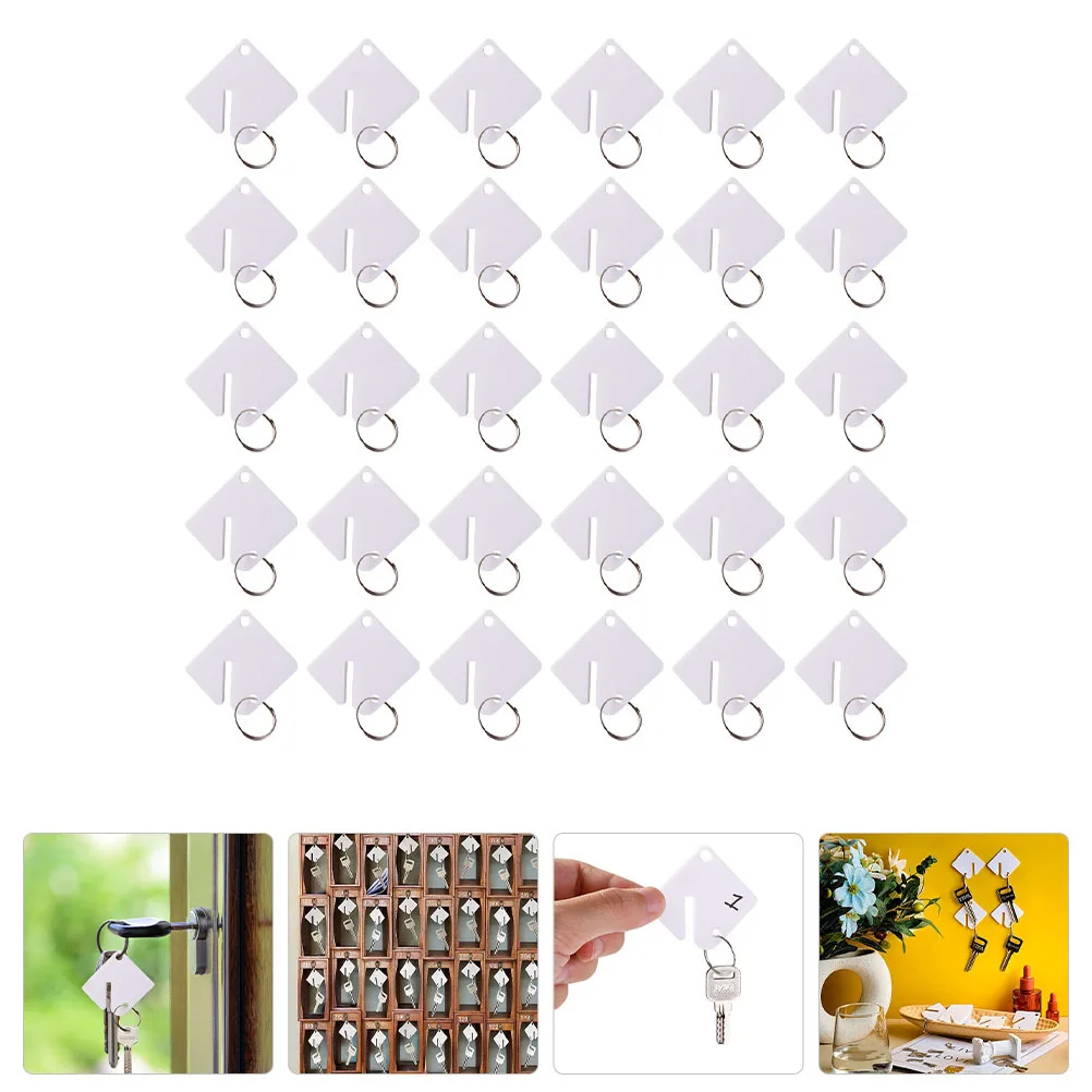 

60Pcs Acrylic Key Chain Tags Strong Split Ring Identification Tag for Keys Bags Luggage Sauna Portable Key Label with Ring