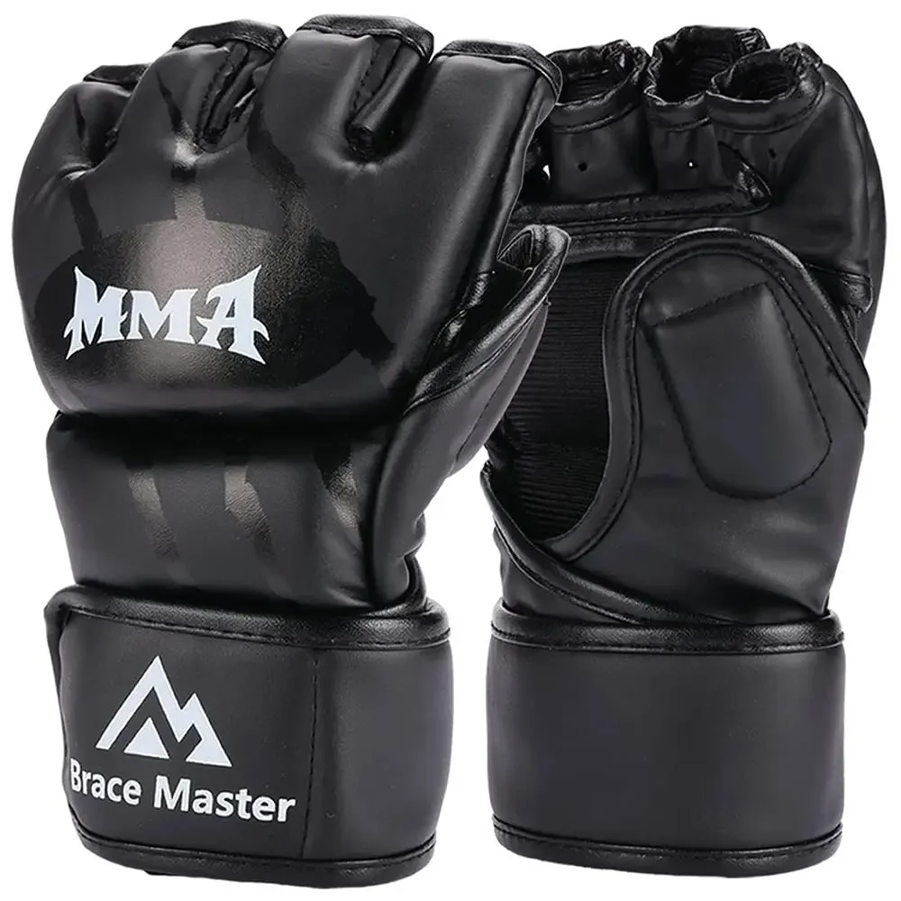 

Half Finger Boxing Gloves PU Leather MMA Fighting Kick Boxing Gloves Karate Muay Thai Training Workout Gloves Men
