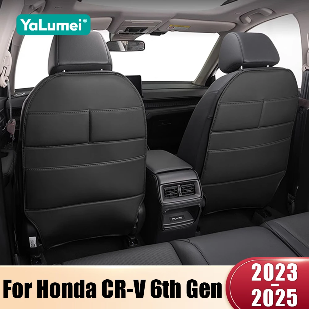 

For Honda CR-V 6th Gen 2023 2024 2025 CRV Hybrid PU Leather Car Seat Back Child Anti Kick Pad Anti Dirty Protector Accessories